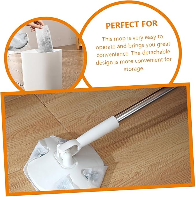 Cabilock Household Dust Mop with Retractable Handle Rotatable Triangular Dust Removal Mop Cloth for Floor and Surface Dusting for Home Use