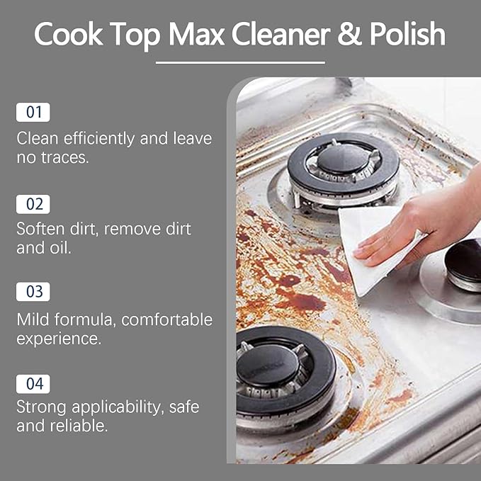 Powerful Stove Cleaner Paste - Degreaser For Kitchen Ovens Cooktops &amp Range Hoods - Removes Grease Grime &amp Burnt-On Residue Safely(3PCS)