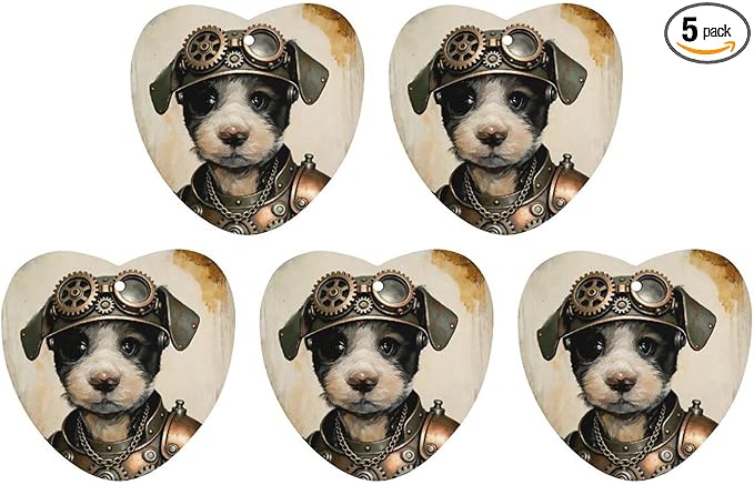 5PCS Car Air Freshener Hanging Personalized Double Sided Steampunk Puppy Car Fresheners Long Lasting New Cars Scents Cute Automotive Freshies for Closets Drawers (tea)