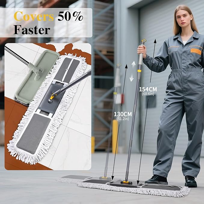 Masthome 36 Commercial Mop with 3 Microfiber Pads &amp Pedal Spin Mop and Bucket with Wringer Set and 3 Mop Pads - Home &amp Office Suitable