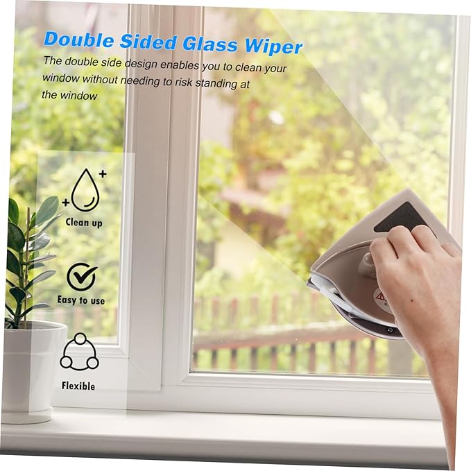 1pc Window Cleaner Magnetic Glass Wipe Brush Magnetic Double Outside Double Sided Window Wiper Window Triangle Glass Cleaning Artifact Plastic/1344