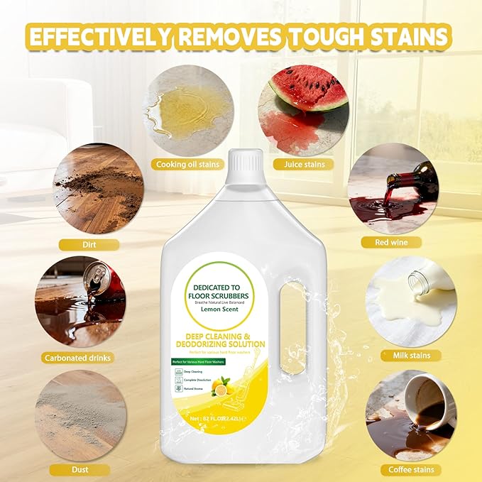 Floor Cleaning Solution Compatible with Tineco – 82 FL OZ Lemon Floor Cleaner – Long-Lasting Zesty Scent – For All Cordless Wet/Dry Vacuum Mop Cleaner &amp Robot Vacuums with Mopping