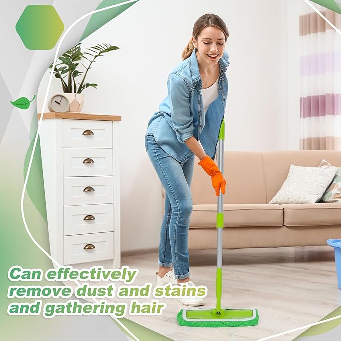 32 Pcs Reusable Mop Pads Microfiber Washable Wet Pads Compatible with Swiffer Refill Dry Sweeping Cloths for Surface Hardwood Floor Household Cleaning Mop is Not Included(Green)