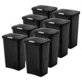 Sterilite 13 Gallon TouchTop Narrow Plastic Wastebasket with Secure Titanium Latch for Kitchen Bathroom and Office Use Black (8 Pack)