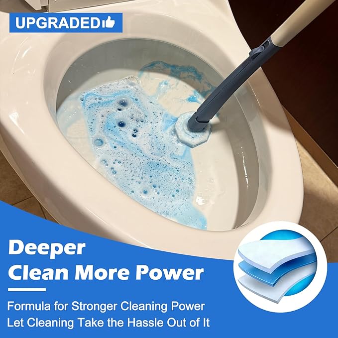 60pcs Disposable Toilet Wand RefillsCompatible with Most Toilet Brushes5X Cleaning Power Toilet Bowl CleanersNo Falling ApartUpgrade Fiber Cleaner Headsfor Closestool Bathroom Cleaning