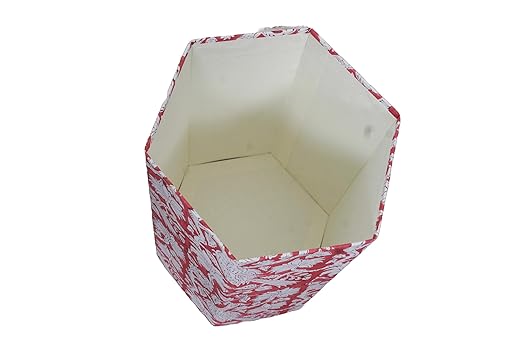 Handmade Cotton Paper Waste Basket Stylish Trash Can for Home or Office (1 RED Bard)