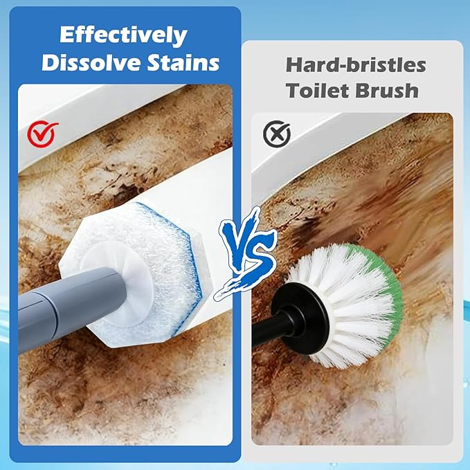 60pcs Disposable Toilet Wand RefillsCompatible with Most Toilet Brushes5X Cleaning Power Toilet Bowl CleanersNo Falling ApartUpgrade Fiber Cleaner Headsfor Closestool Bathroom Cleaning