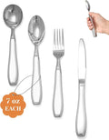 4-Piece Weighted Utensils for Tremors and Parkinson's (7 oz Each) - Weighted Silverware for Hand Tremors Adaptive Utensils for Elderly
