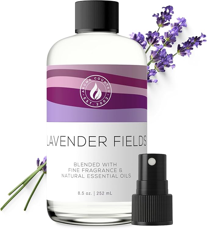Aroma Country Lavender Fields Diffuser Oil - Luxury Essential Oils for Diffuser Refill &amp Air Freshener Room Spray - Long-Lasting &amp Natural Home Fragrance Scented Oil for Diffusers (8.5 Fl. oz