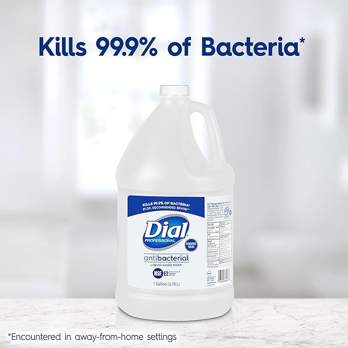 Dial Professional Sensitive Skin Antibacterial Liquid Hand Soap 1 Gallon Refill 128 Fl Oz