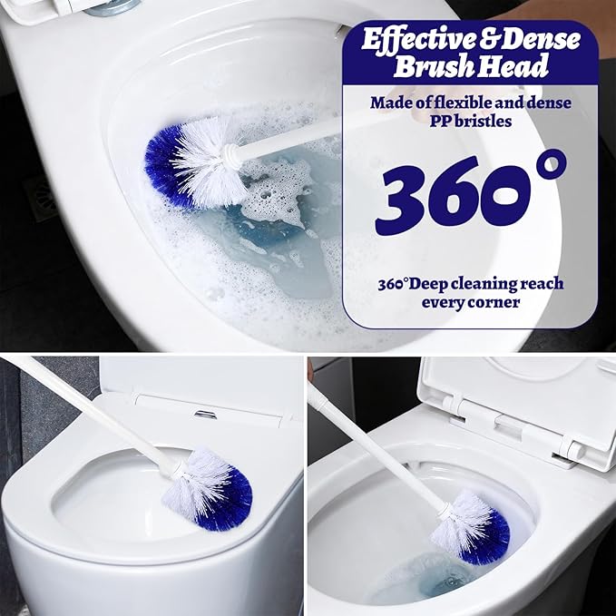 12 Pcs Toilet Brush 18.5 Inch Long Plastic Handled Toilet Bowl Cleaning Brush Soft Bristle Heavy Duty Long Scrubber for Household Bathroom Cleaning Supplies