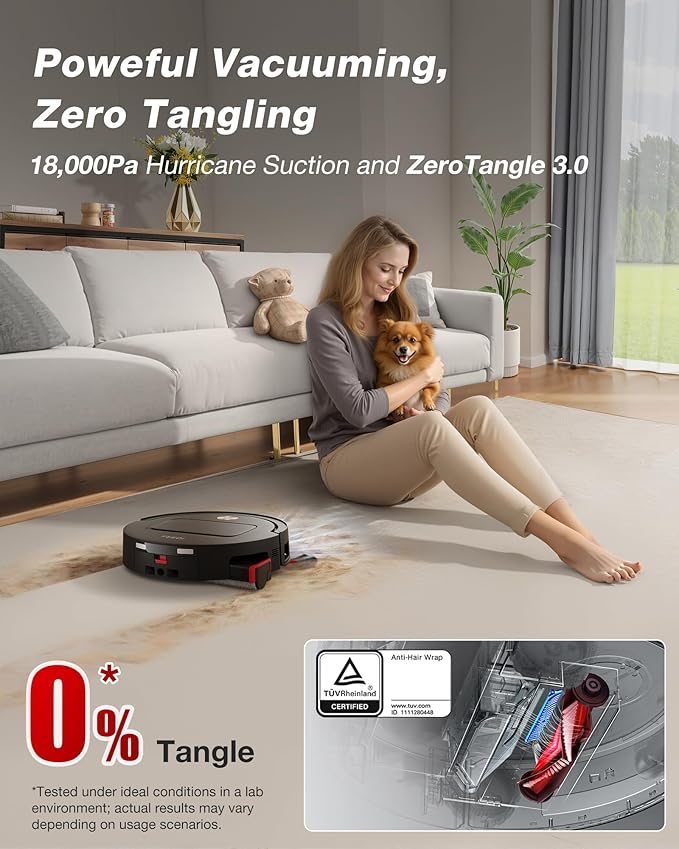 Yeedi M14 Plus Robot Vacuum and Mop 18000Pa Suction OZMO Roller Instant Self-Washing Mopping 167℉ Smart Dynamic Hot Wash &amp Auto-Dry ZeroTangle 3.0 Anti-Hair Brush All-in-One Omni Station Bl