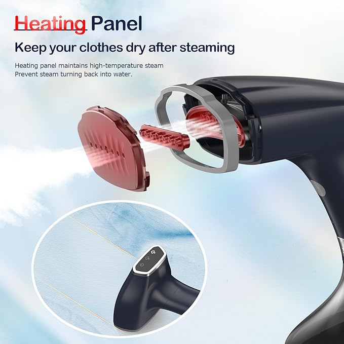 BEAUTURAL Handheld Garment Steamer for Clothes Handheld Steamer with Foldable Design Easy to Remove Wrinkles 1500W 25-Second Fast Heat up 2 Steam Level Setting with Continuous Steaming