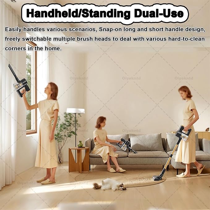 Cordless Vacuum Cleaner Stick Vacuums Electric Brooms Powerful Lightweight Vaccum Cleaners Upright Handheld Rechargeable Lithium-Ion Battery Wireless for Home Hardwood Floor Carpets Car