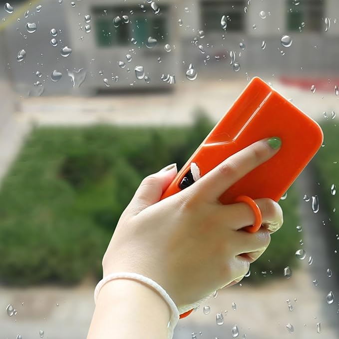 Magnetic Window Cleaner Double - Sided Glass Wiper Adjustable for 5-25mm Glass Thickness Orange - Streak - Free Cleaning Scratch - Free Soft Material Ideal for Home and Off (Orange)