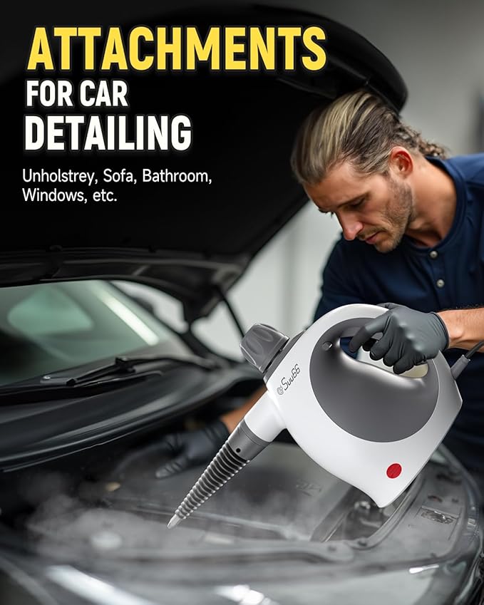 Handheld Steam Cleaner with Safety Lock 500mL Large Tank &amp 19PCS Accessories - Multi-Surface Deep Cleaning for Kitchen Bathroom Car Sofa - Removes Stubborn Grime Sanitizes Surfaces (White)