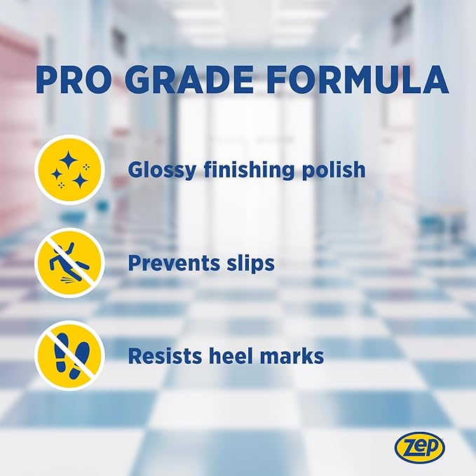 Zep Wet Look Floor Polish - 1 Gallon (Case of 2) ECZUWLFF1282 - Long Lasting Glossy Finishing Polish Scuff &amp Slip Resistant for Vinyl (VCT) Sealed Concrete Rubber and No-Wax Tile Floors