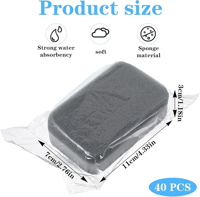 40 Pcs Kitchen Dishwashing Sponge Individually Wrapped Sponges Bulk Non Scratch Scouring Pad Odor-Free Dish Sponges for Washing Dishes Wipes for Household Cleaning Dishes Travel Apartments Grey