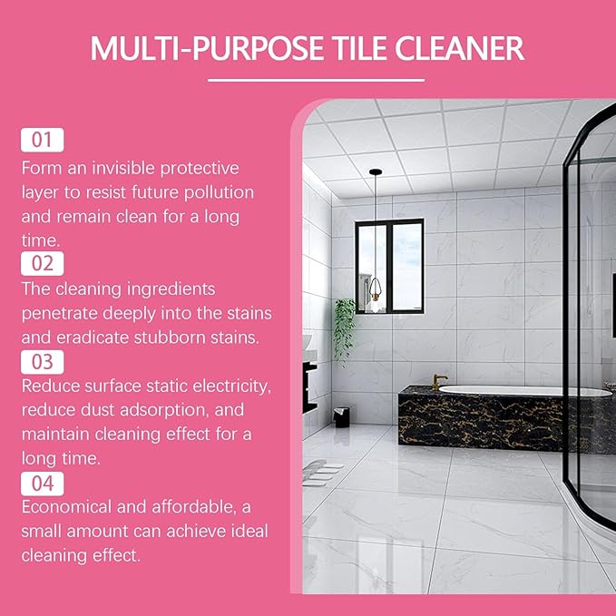 Multi-Purpose Tile Cleaner For Kitchen &amp Living Room - Degreases Removes Stains Shines &amp Polishes - Fast-Acting Easy To Use(3PCS)