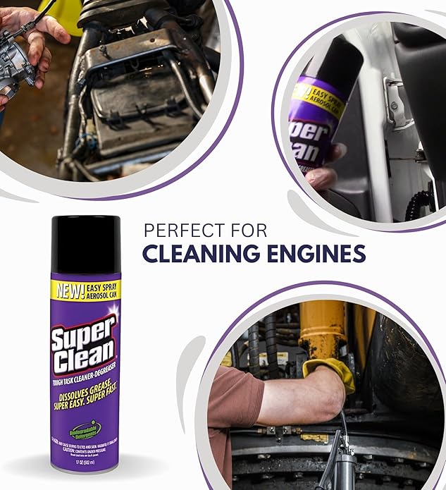 Super Clean Citrus Scent Cleaner and Degreaser Spray 17 oz Bundle with Microfiber Cloth - Heavy Duty Degreaser for Kitchen Oil Grime and Dirt Removal - (3 Items)