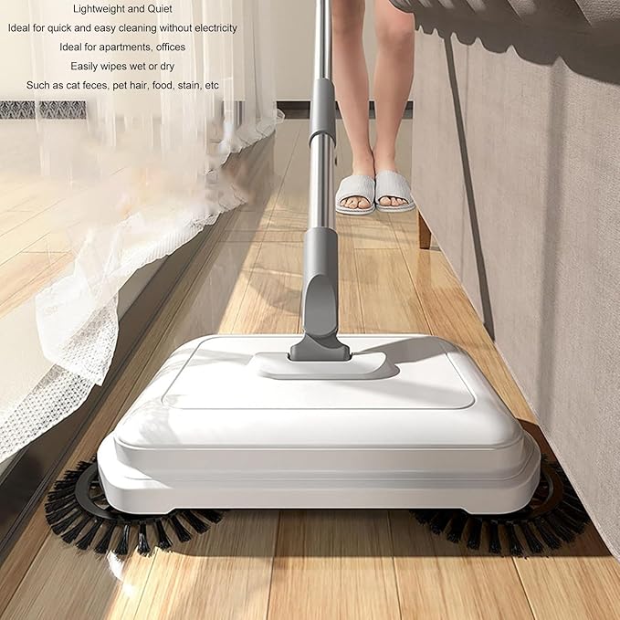 Multi Purpose Hand Push Sweeper Manual Floor Cleaner Sweeping Mopping Machine for Home Kitchen 2 in 1 Dry Sweep and Wet Mop with Foldable Design Lightweight Cordless Floor Clea