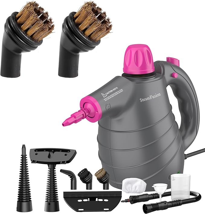 Pressurized Handheld Steam Cleaner – Multi-Surface Deep Cleaning for Home Kitchen Bathroom &amp Floors | 10-Piece Accessory Kit with Safety Lock + 2 Copper Brushes