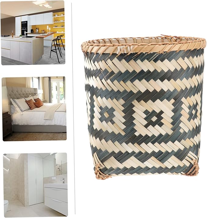 BESTOYARD 1pc Woven Trash Can Stylish Household Waste Basket for Creative Storage Container for Home Use Compact Design for Chic Decor Random Style