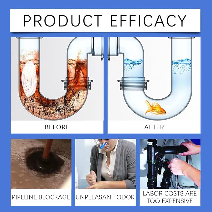 Quick-Fix Drain Cleaner - Powerful Formula for Kitchen Sink and Toilet Blockages(1PCS)