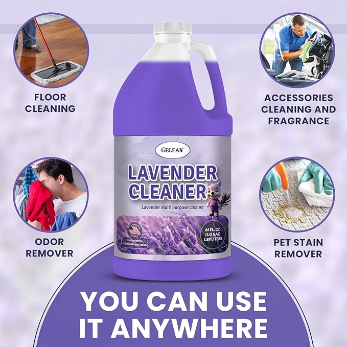Multi Purpose Cleaner Pet Odor eliminator 64oz - Concentrate MAKES 32 GALLON - MADE IN USA- pH Neutral - Strong Floor Cleaner Odor eliminator - Stain Remover Cleaner &amp Deodorant (64 Fl Oz Lavende