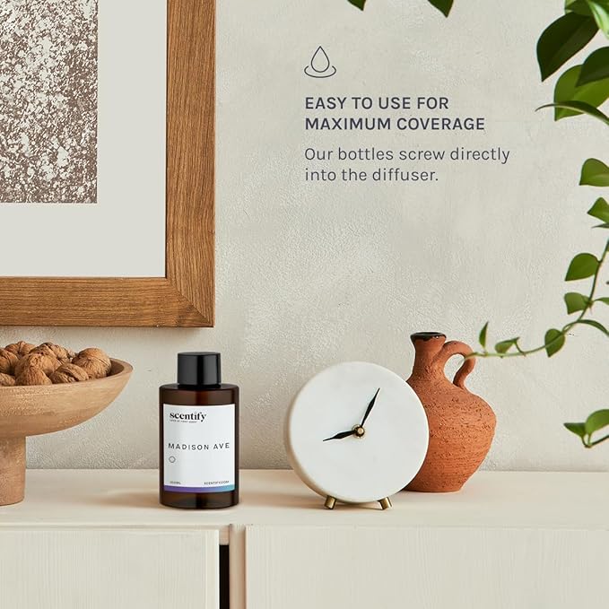 Scentify Madison Ave Aroma Oil Refill Scent for Oil Diffusers – Cassis Blossom Mandarin Neroli &amp White Woods – Luxurious Relaxing Aromatherapy Diffuser Fragrance 100ml 3.38 oz