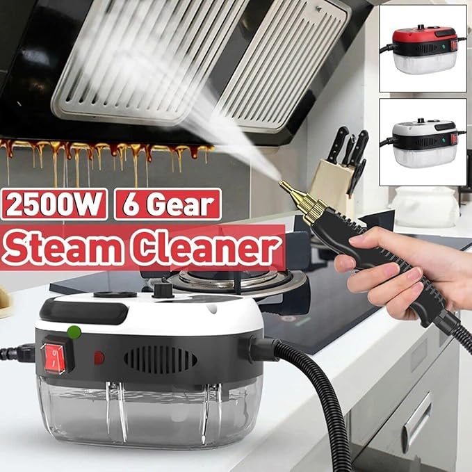 High Pressure Steam CleanerPortable Handheld High Temperature Steam Cleaner for Household Car Decoration Kitchen Bathroom Furniture with 3 BrushWhite