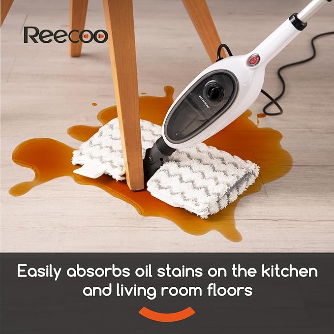 Steam Mop with Attachments/Pad 2PCSUnique Double-Sided Flip Design - 260°F/126°C High Temperature Deep Cleaning Floor Steamer for Kitchen Living Room Wood Floor Tile Cleaning