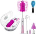 Baby Electric Bottle Brush Cleaner for New Parents Rechargeable 360° Rotation Bottle Cleaner Set Travel Bottle Cleaner Kit with Nipple Straw Brush and Milk Frother for New Baby Shower