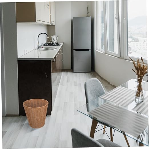 Rattan Trash Can Lid Versatile Woven Wastebasket for Kitchen and Living Room Natural Storage Basket Lightweight and Stylish Rattan Organizer