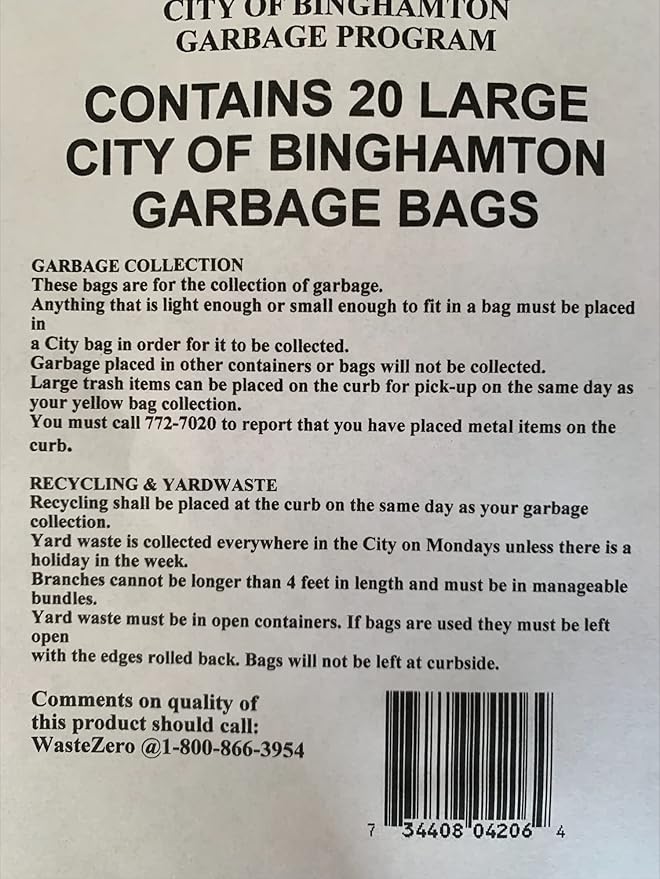 City of Binghamton Garbage bags
