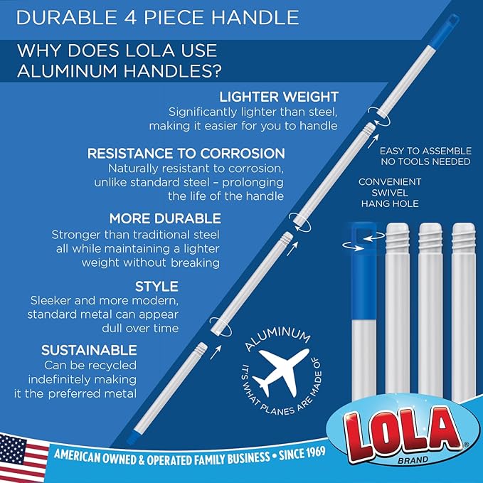 LOLA Deck Scrub Brush Outdoor Broom Durable Bristles Remove Dirt Grime Grout Leaves Snow on Patios Decks Wet or Dry 2 Pack