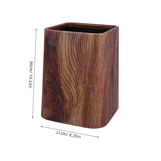 Wood Grain Plastic Trash Can Stylish Double Wastebasket for Home Office Kitchen and Bathroom Capacity Bin Hidden Bag Design