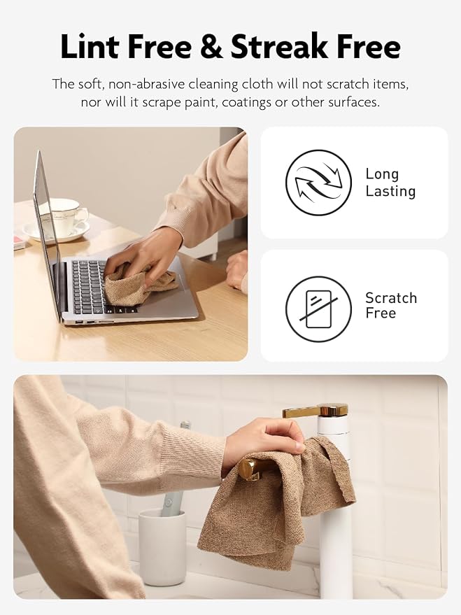 Fantasticlean Microfiber Cleaning Cloth Roll -40 Pack Tear Away Microfiber Towels 12 x 12 Reusable Washable Scratch Free Ultra Absorbent for All-Around Cleaning Supplies (TAN)