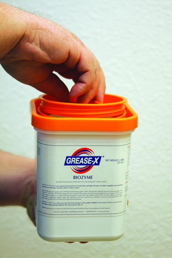 RootX GREASE-X BIOZYME JAR Microbes for sewers drain lines and septic systems that eliminate fats and grease