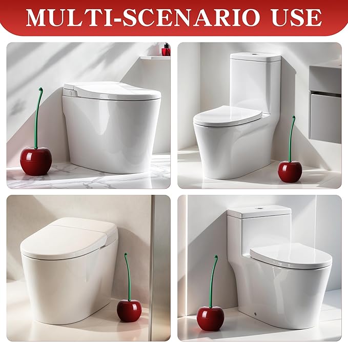 2 Pcs Cute Cherry Toilet Brush and Holder Set Cherry Bathroom Decor Accessories Decorative Toilet Scrubber Bowl Cleaners Brushes Eclectic Home Decor