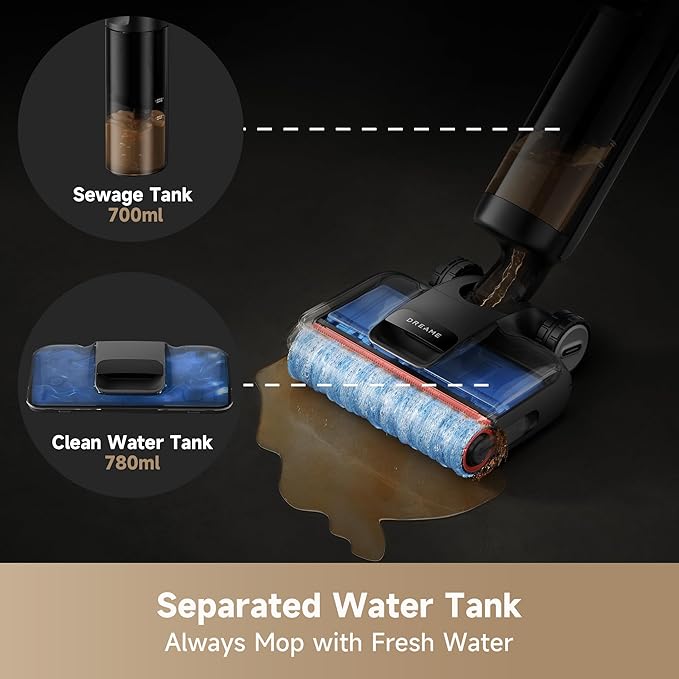 DREAME H12 Pro FlexReach Wet Dry Vacuum Cleaner 0 Tangle Cordless Vacuum Mop All-in-One for Hard Floors 180° Lie-Flat Floor Cleaner Machine with 194°F Hot Self-Cleaning 50Mins Runtime
