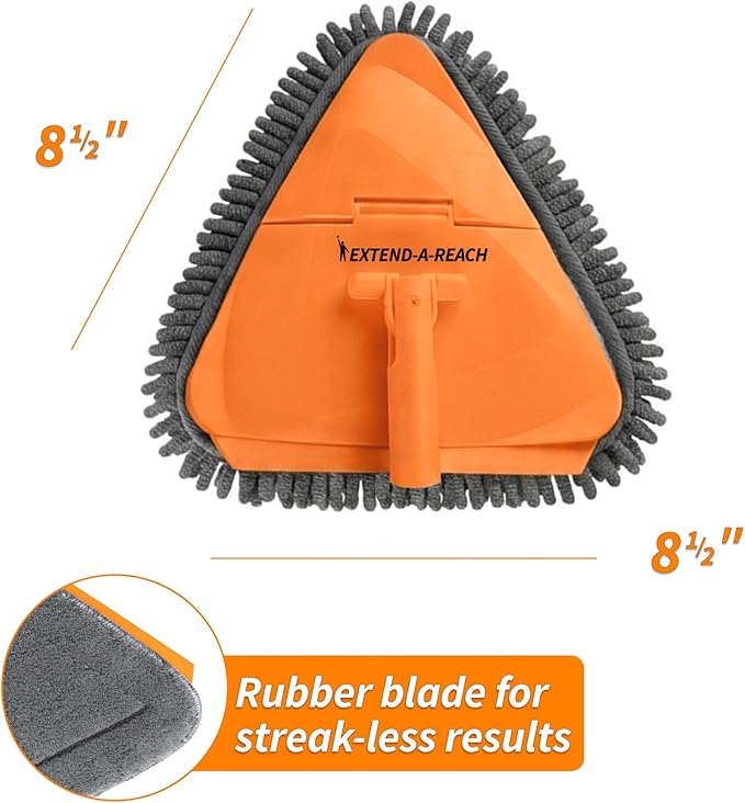 4-12 ft Wall Cleaner Tool with Extension Pole // 3-in-1 Wall Washer Mop for Painted Walls Baseboards Windows and High Ceilings // Long Handle Wall and Baseboard Cleaning Mop with 4 Replacement Pads