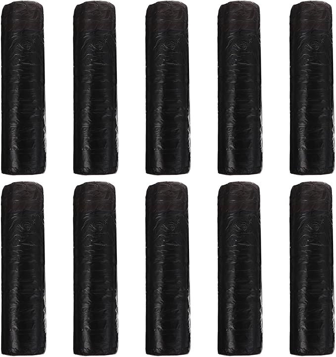 Plastic Garbage Bags Drawstring Trash Bags 150pcs (10 Packs X 15pcs) Disposable Kitchen Waste Organizer Black for Trash Cans and Bathroom Use