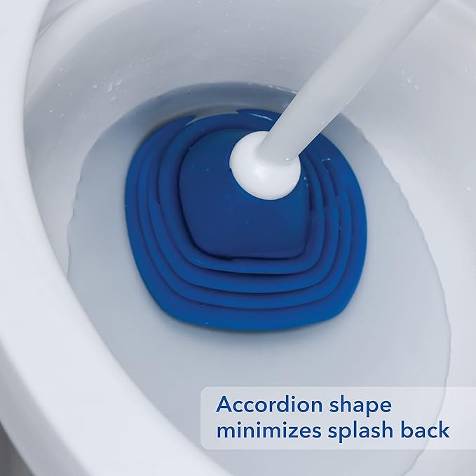 Unger EZ Plunger with No-Drip Carrying Caddy Tight Seal Toilet Bowl Tool with Portable Holder Discreet Bathroom Cleaning Supplies Declogger with Cover Accordion Shape for Less Splash Back