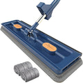 2024 New Large Flat Mop for Wet and Dry Use 54 Adjustable Stainless Steel Long Handle with 2 Washable Microfiber Pads 360 Rotating Dust Mop 12027(Blue with 4 Mop Pads)