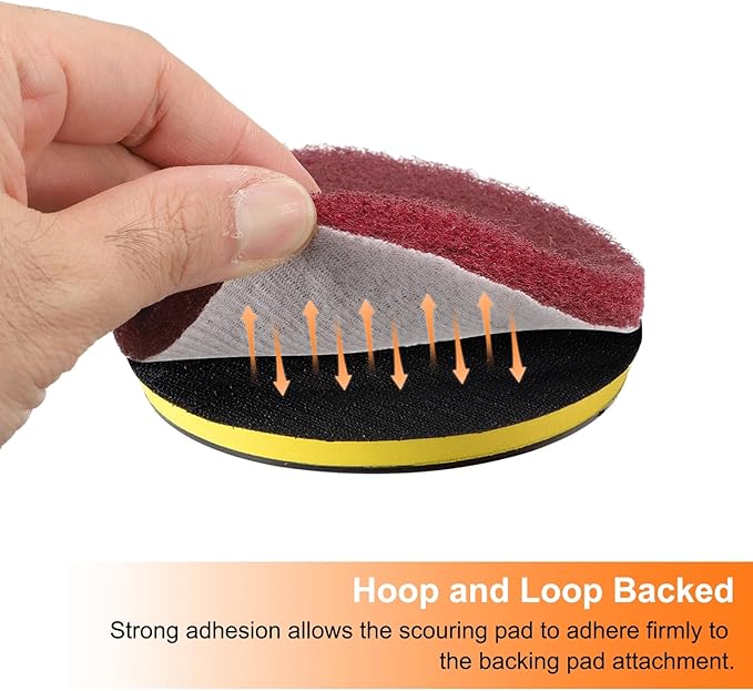 HARFINGTON 20pcs Scrubber Scouring Pads 180 Grits 4 Inch Drill Power Brush Hoop and Loop Surface Conditioning Disc Drill Scuffing Disc Scrub Pads for Home Kitchen Cleaning Green