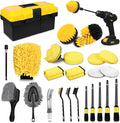 TTRCB 27Pcs Car Detailing Kit Car Detailing Brush Set Auto Detailing Drill Brush Set Car Detailing Brushes Car Wash Kit Car Accessories Car Cleaning Tools Kit for Interior Exterior Wheels
