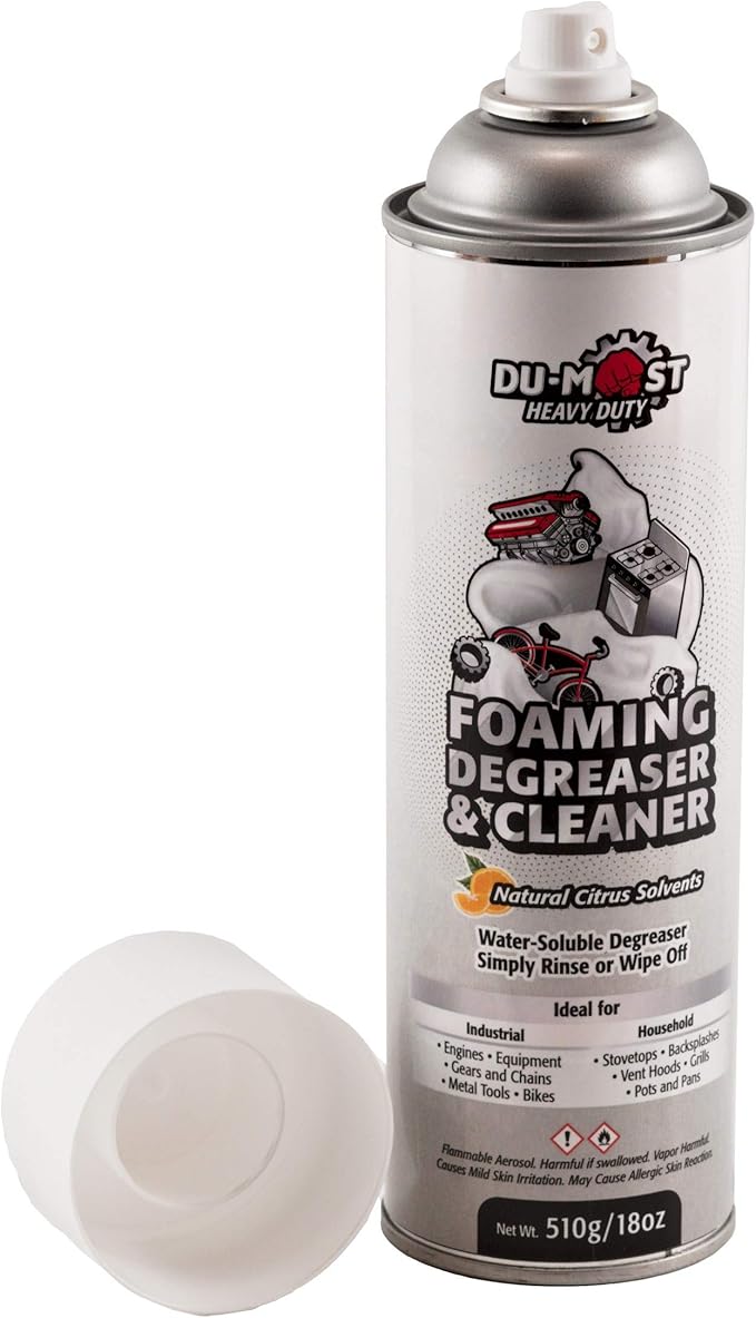 DU-MOST Heavy Duty Aerosol Foaming Degreaser &amp Cleaner Deodorizer with Natural Citrus Solvent 18 fl oz (Pack of 2)
