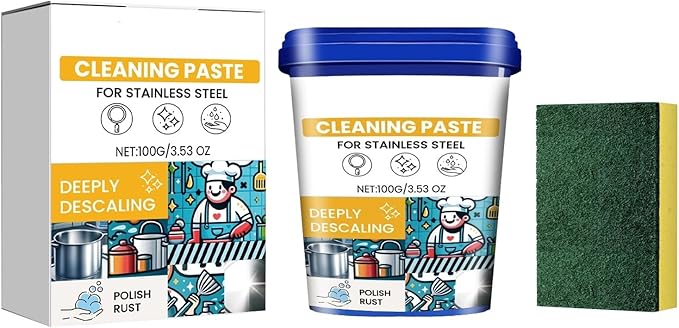 Stainless Steel Cleaning Paste - Remove Black Scales Rust &amp Grease Polish &amp Extend Cookware Life(2PCS)