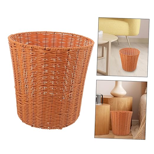 PRETYZOOM Waste Basket for Home and Kitchen Imitation Rattan Woven Trash Can Multipurpose Storage Basket for Organizing Clean Design for Spaces